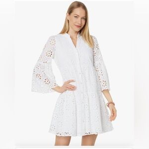 NEW WITH TAGS! Lily Pulitzer Hazelanne 3/4 sleeve eyelet dress. Size 4. White.